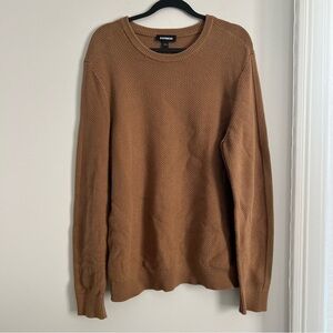 Express brown textured crewneck sweater